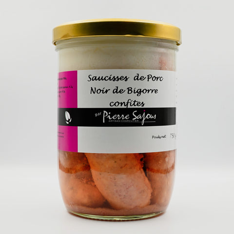 saucisses confites de porc noir 